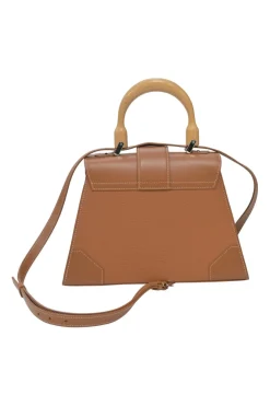 Brown leather and wood Goyardine Saïgon Structuré mini bag