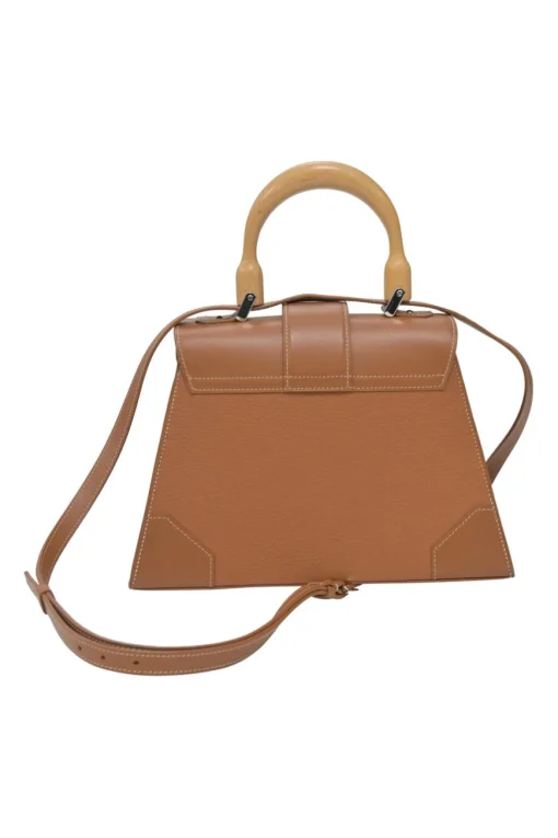 Brown leather and wood Goyardine Saïgon Structuré mini bag