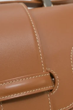 Brown leather and wood Goyardine Saïgon Structuré mini bag