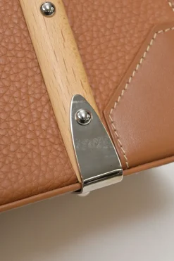 Brown leather and wood Goyardine Saïgon Structuré mini bag