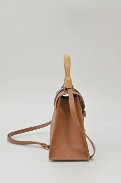 Brown leather and wood Goyardine Saïgon Structuré mini bag