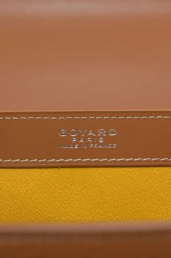 Brown leather and wood Goyardine Saïgon Structuré mini bag
