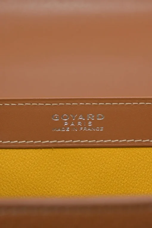 Brown leather and wood Goyardine Saïgon Structuré mini bag