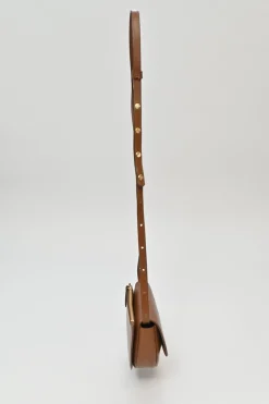 Brown leather Anna half-moon convertible shoulder bag