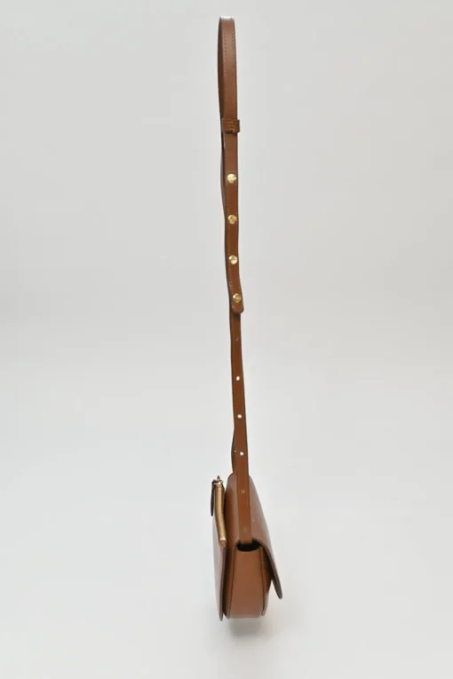 Brown leather Anna half-moon convertible shoulder bag