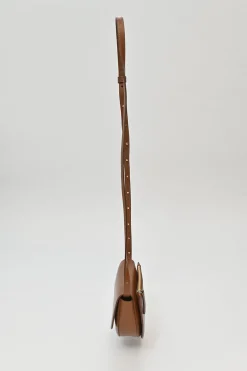 Brown leather Anna half-moon convertible shoulder bag