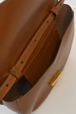 Brown leather Anna half-moon convertible shoulder bag
