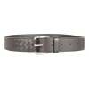 Brown leather belt with intrecciato details