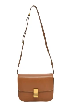 Brown leather Classic Box bag with adjustable shoulder strap