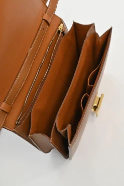 Brown leather Classic Box bag with adjustable shoulder strap