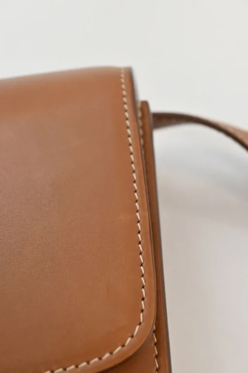 Brown leather Classic Box bag with adjustable shoulder strap