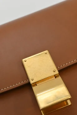 Brown leather Classic Box bag with adjustable shoulder strap