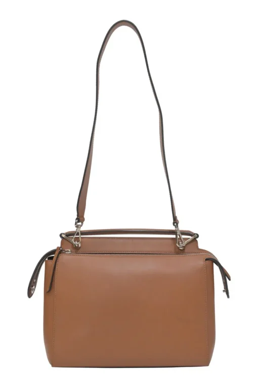 Brown leather DotCom two-way satchel with detachable shoulder strap