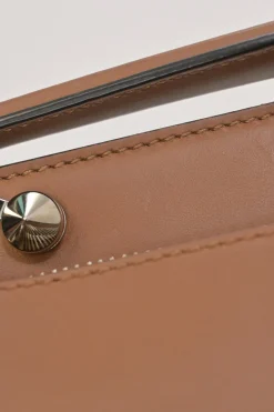 Brown leather DotCom two-way satchel with detachable shoulder strap