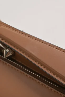 Brown leather DotCom two-way satchel with detachable shoulder strap