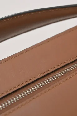 Brown leather DotCom two-way satchel with detachable shoulder strap