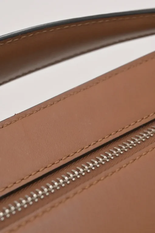 Brown leather DotCom two-way satchel with detachable shoulder strap