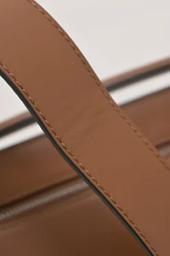 Brown leather DotCom two-way satchel with detachable shoulder strap
