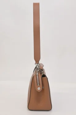 Brown leather DotCom two-way satchel with detachable shoulder strap