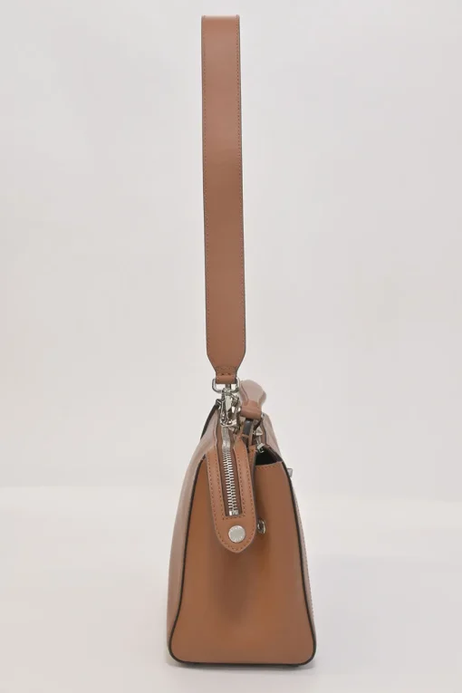 Brown leather DotCom two-way satchel with detachable shoulder strap