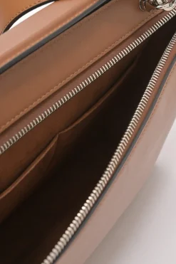 Brown leather DotCom two-way satchel with detachable shoulder strap