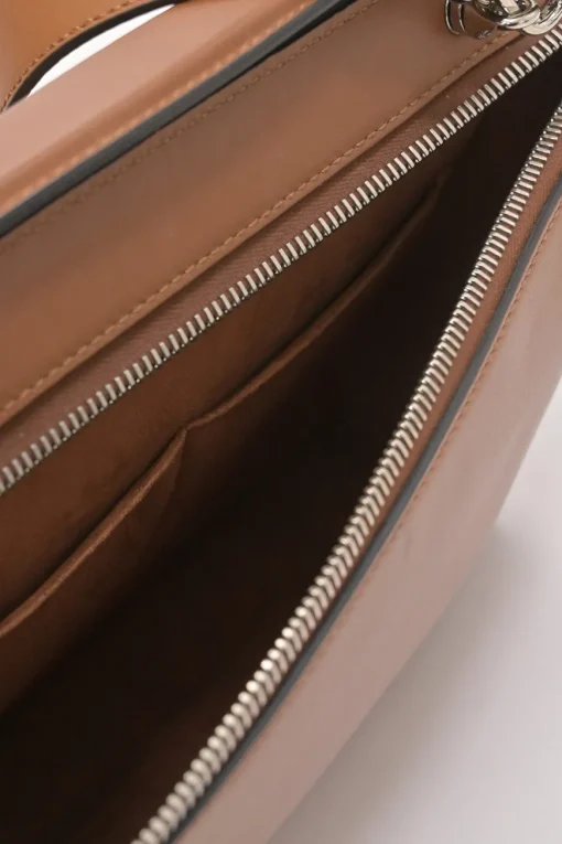 Brown leather DotCom two-way satchel with detachable shoulder strap