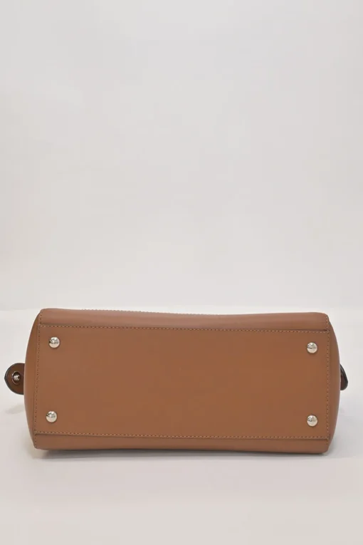 Brown leather DotCom two-way satchel with detachable shoulder strap