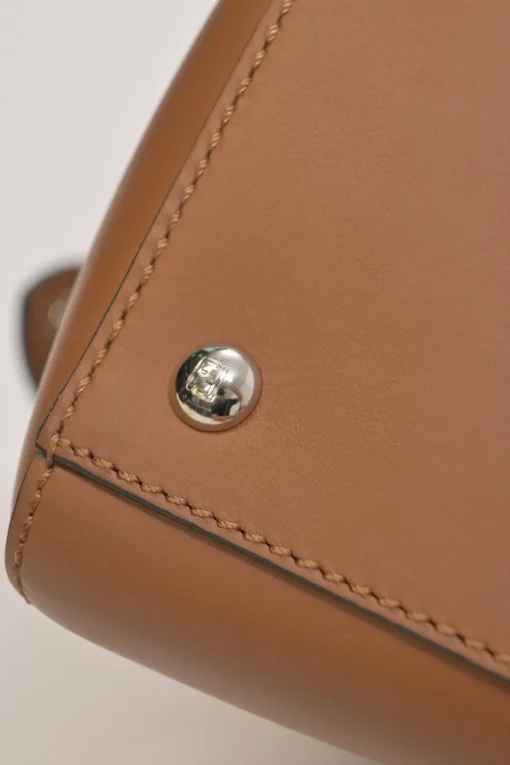 Brown leather DotCom two-way satchel with detachable shoulder strap