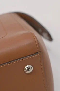 Brown leather DotCom two-way satchel with detachable shoulder strap