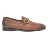 Brown leather Gancini driving loafers
