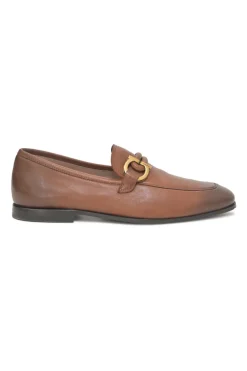 Brown leather Gancini driving loafers