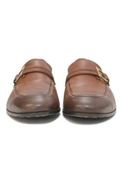 Brown leather Gancini driving loafers