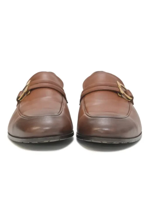 Brown leather Gancini driving loafers