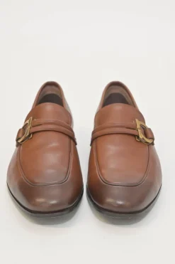 Brown leather Gancini driving loafers