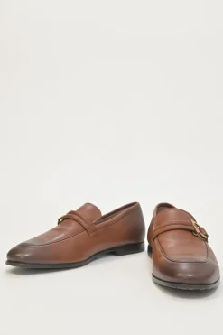 Brown leather Gancini driving loafers
