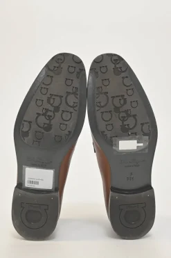 Brown leather Gancini driving loafers