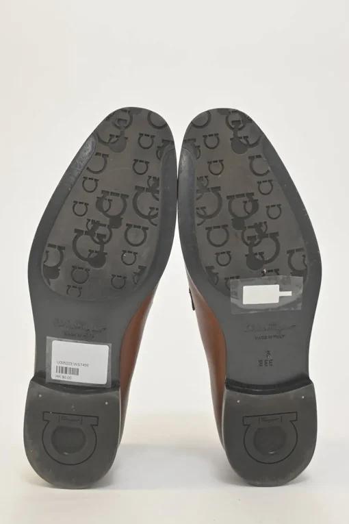 Brown leather Gancini driving loafers