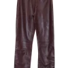 Brown leather low-rise kick flare pants