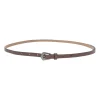 Brown leather skinny buckle belt