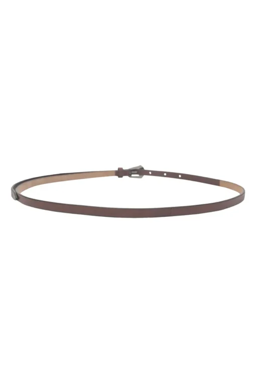 Brown leather skinny buckle belt