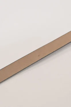 Brown leather skinny buckle belt