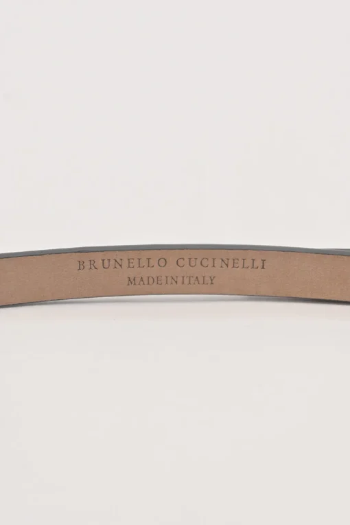 Brown leather skinny buckle belt