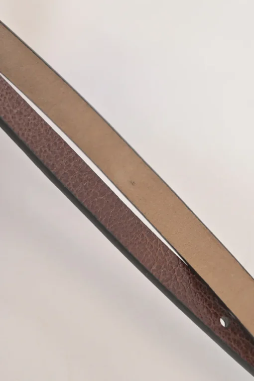 Brown leather skinny buckle belt