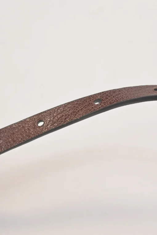 Brown leather skinny buckle belt