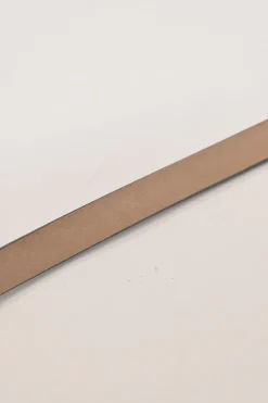Brown leather skinny buckle belt