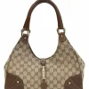 Brown leather-trimmed GG canvas Nailhead Jackie shoulder bag