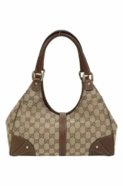 Brown leather-trimmed GG canvas Nailhead Jackie shoulder bag