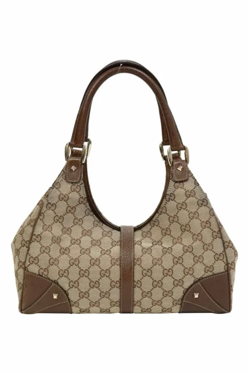 Brown leather-trimmed GG canvas Nailhead Jackie shoulder bag