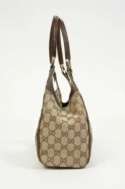 Brown leather-trimmed GG canvas Nailhead Jackie shoulder bag