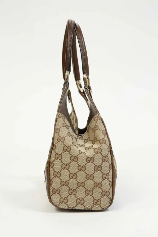 Brown leather-trimmed GG canvas Nailhead Jackie shoulder bag